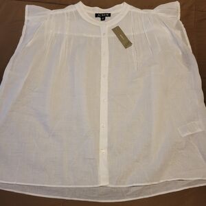 J. Crew White Sheer Button-Front Blouse